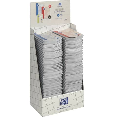 Collegeblock Recycling, A4, 80 Blatt, sortiert im Thekendisplay OXFORD 400161491