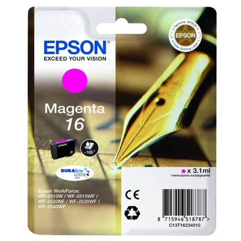 Inkjetpatrone Nr. 16 magenta   3,1ml EPSON C13T16234012