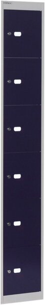 Schließfachschrank Office, 1 Abteil, 6 Fächer, abschließbar, aus Stahl, (H x B x T) 1802 x 305 x 305 mm, oxfordblau