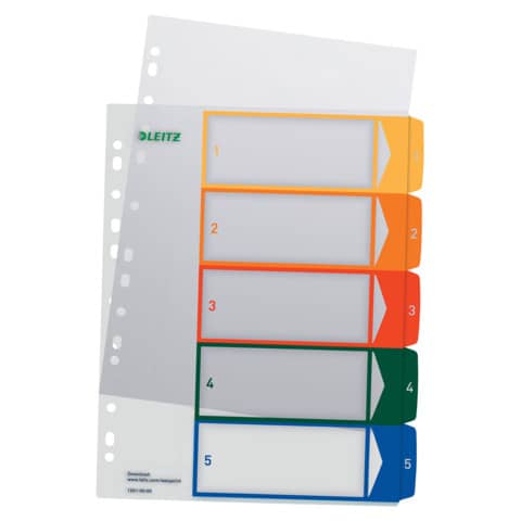 Plastikregister 1-5, bedruckbar, A4, PP, 5 Blatt, farbig LEITZ 12910000