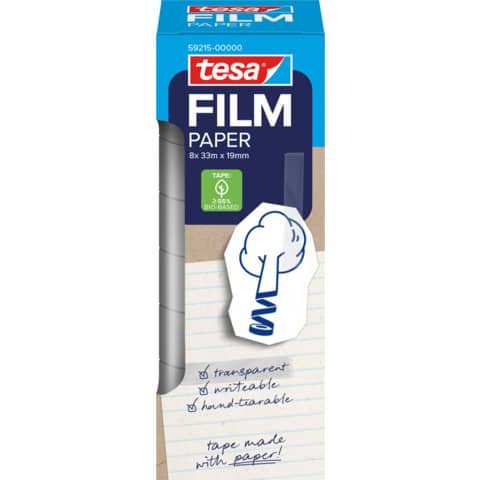 Klebeband tesafilm® Paper, Papier, 8 Rollen a 33m x 19mm, transparent TESA 59215-00000-00