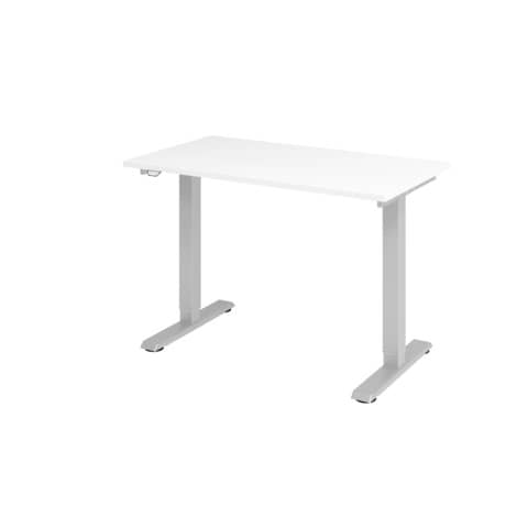 Schreibtisch T-Fuß - 120 x 71-120 x 67cm, elektrisch höhenverstellbar, weiß/silber HAMMERBACHER VXMST612/W/S