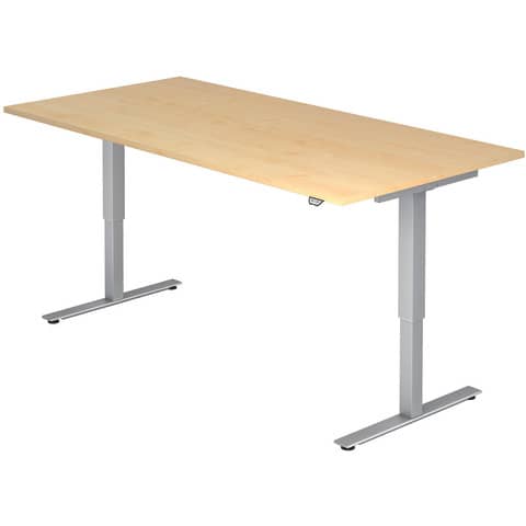 Schreibtisch T-Fuß - 180 x 73-119 x 80cm, elektrisch höhenverstellbar, ahorn/silber HAMMERBACHER VXMST19/3/S