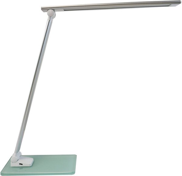 LED-Tischleuchte POPY, weiß/silber, Standfuß Glas, Energieeffizienzklasse F, dimmbar, Nachtlichtfunktion