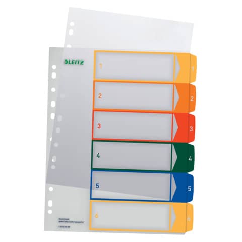 Plastikregister 1-6, bedruckbar, A4, PP, 6 Blatt, farbig LEITZ 1292-00-00