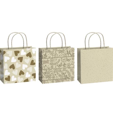 Geschenktragetasche Hochzeit, 20x20x8cm, 3 Stück, sortiert STEWO 2543 5339 99