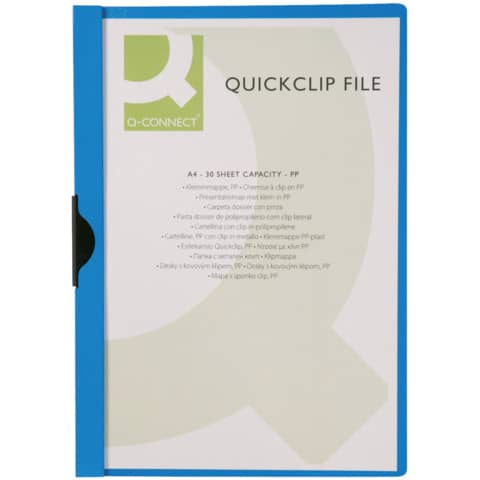 Klemmmappe, A4, transparent blau Q-CONNECT KF00462