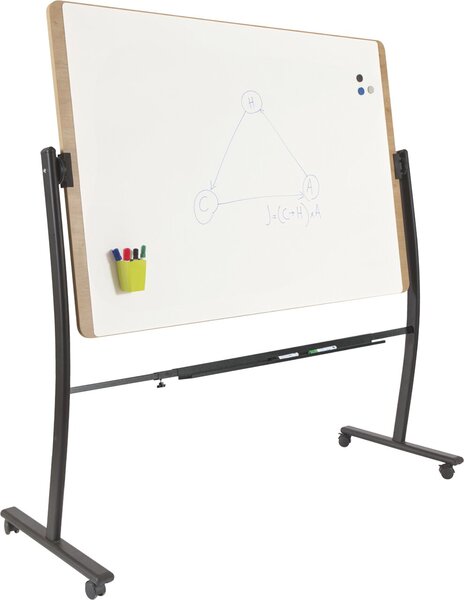 Whiteboard Natural mobil, Holzoptik, eiche, 172 x 151 x 64 cm, weiß