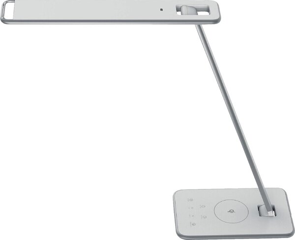 LED-Tischleuchte JAZZ, weiß/metallgrau, Standfuß, Induktions-Ladefläche, Energieeffizienzklasse G, Lebensdauer Leuchtmittel 50.000 Stunden, USB-Anschluss