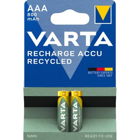 Batterie Akku Recycled, HR03/AAA/Micro, NiMH 800 mAh, 2 Stück VARTA 56813 101 402