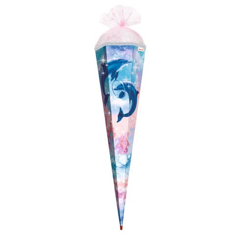 Schultüte, Delphin, 85cm, Tüllverschluss ROTH 678847
