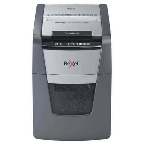 Aktenvernichter Optimum Autofeed+100X, Partikelschnitt 4x28mm, P4, 100 Blatt, schwarz REXEL 2020100XEU