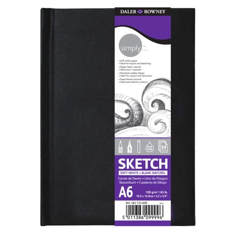 Skizzenbuch, A6, 100g/m², 54 Blatt, geleimt DALER-ROWNEY D482154600