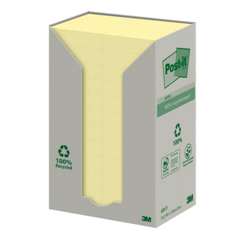 Haftnotiz Recycling Notes, 51 x 38 mm, gelb, 24 x 100 Blatt POST-IT 653-1T