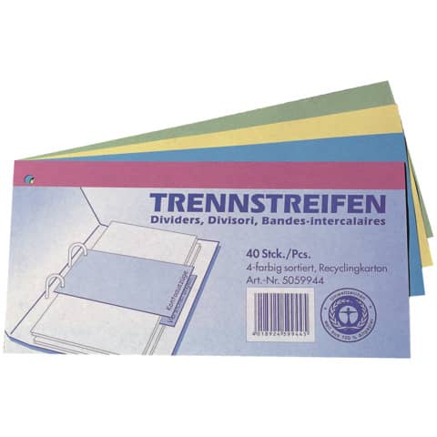 Trennstreifen, 240x105mm, 40 Stück, sortiert Q-CONNECT 5059944