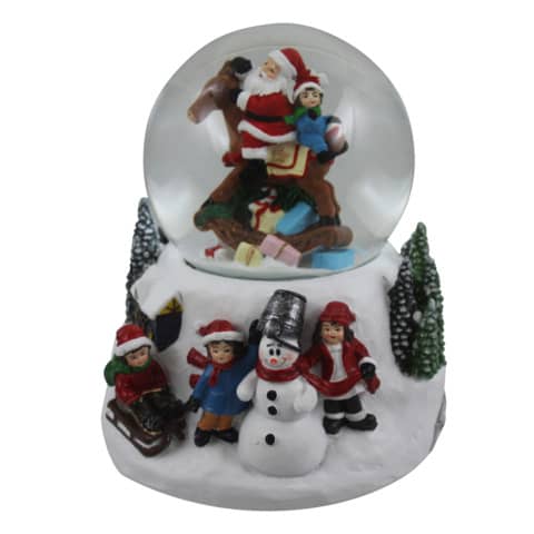 Weihnachtsschneekugel Winter LED+Musik, 14x14x16,5cm  52847