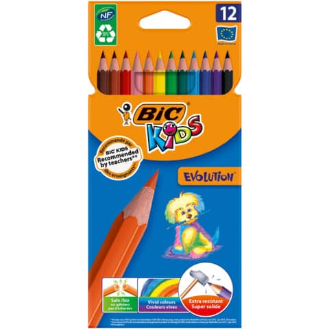 Farbstiftetui KIDS ECOlutions EVOLUTION, 12-farbig sortiert, Kartonetui BIC 82902914