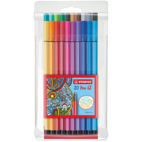 Fasermaler Pen 68, Kunststoffetui mit 20 Farben STABILO 6820/PL