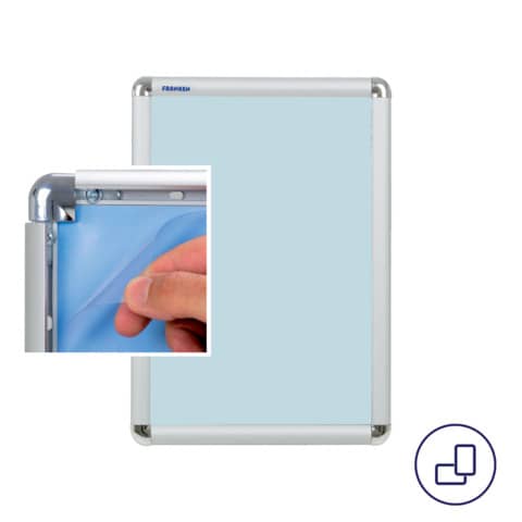 Schaukasten Wechselrahmen, DIN A4, Schutzfolie mit UV-Filter, Rahmen 25 mm, silber FRANKEN BS0701