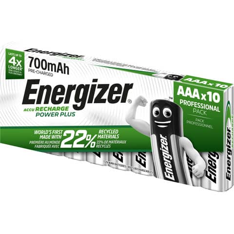 Batterie Akku Power Plus, HR03/AAA/Micro, NiMH 700mAh, 10 Stück ENERGIZER E300626404