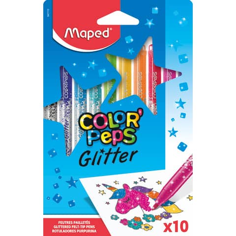 Faserschreiberetui Color'Peps Glitter, 10 Stück, sortiert MAPED M847110