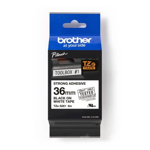 Schriftband, 36mmx8m, schwarz/weiß BROTHER TZES261