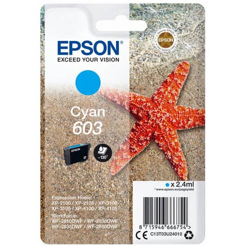 Inkjetpatrone Nr.603 cyan EPSON C13T03U24010