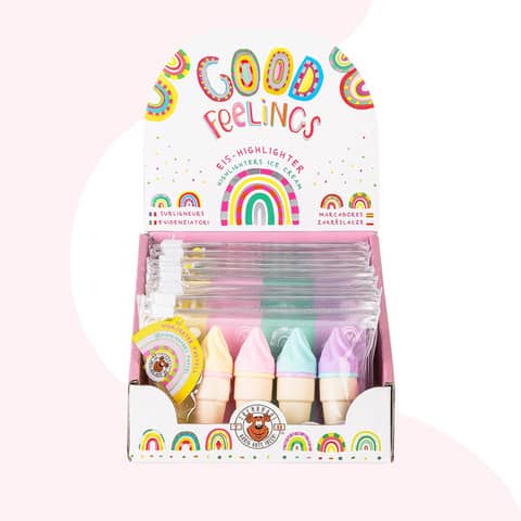 Textmarker Eistüte 4 Stück sortiert Good Feelings Eis Highlighter TRENDHAUS 960535