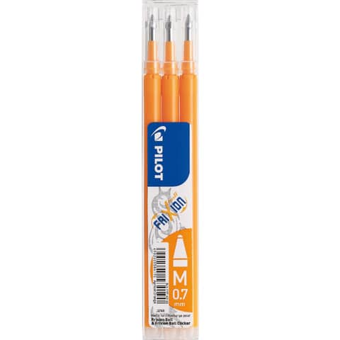 Tintenrollermine FriXion Ball/Clicker, 0,4mm, 3 Stück, apricot PILOT BLS-FR7-AO-S3