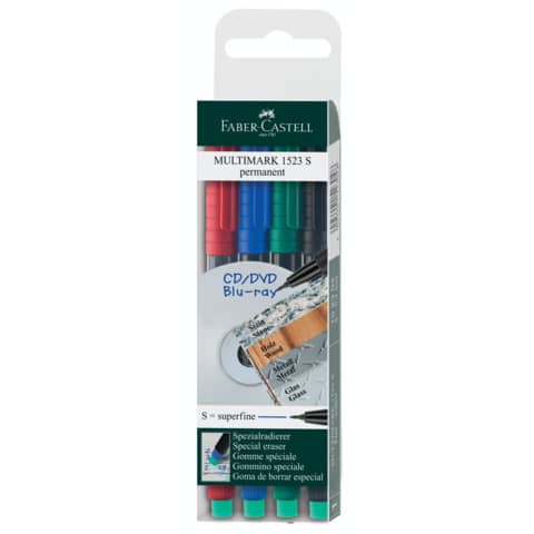 Stift Multimarker permanent S, 4 Stück, sortiert FABER CASTELL 152304